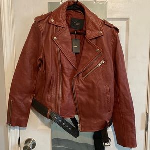 Maje Lamb Leather Jacket Size T38
